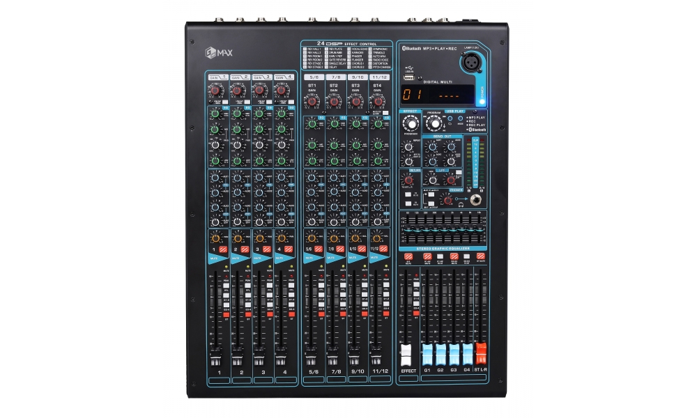 BH-ME1200 12路+24DSP效果+MP3+藍(lán)牙+USB錄音+均衡 （四編組）