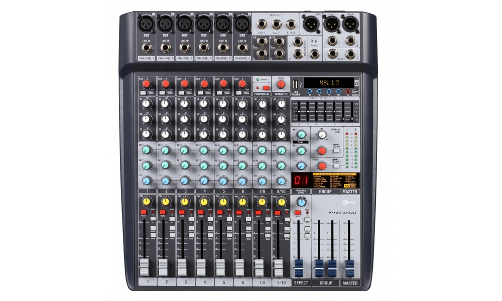 BH-MS102F 10路兩編組+99種效果+MP3+均衡+藍(lán)牙+USB錄音